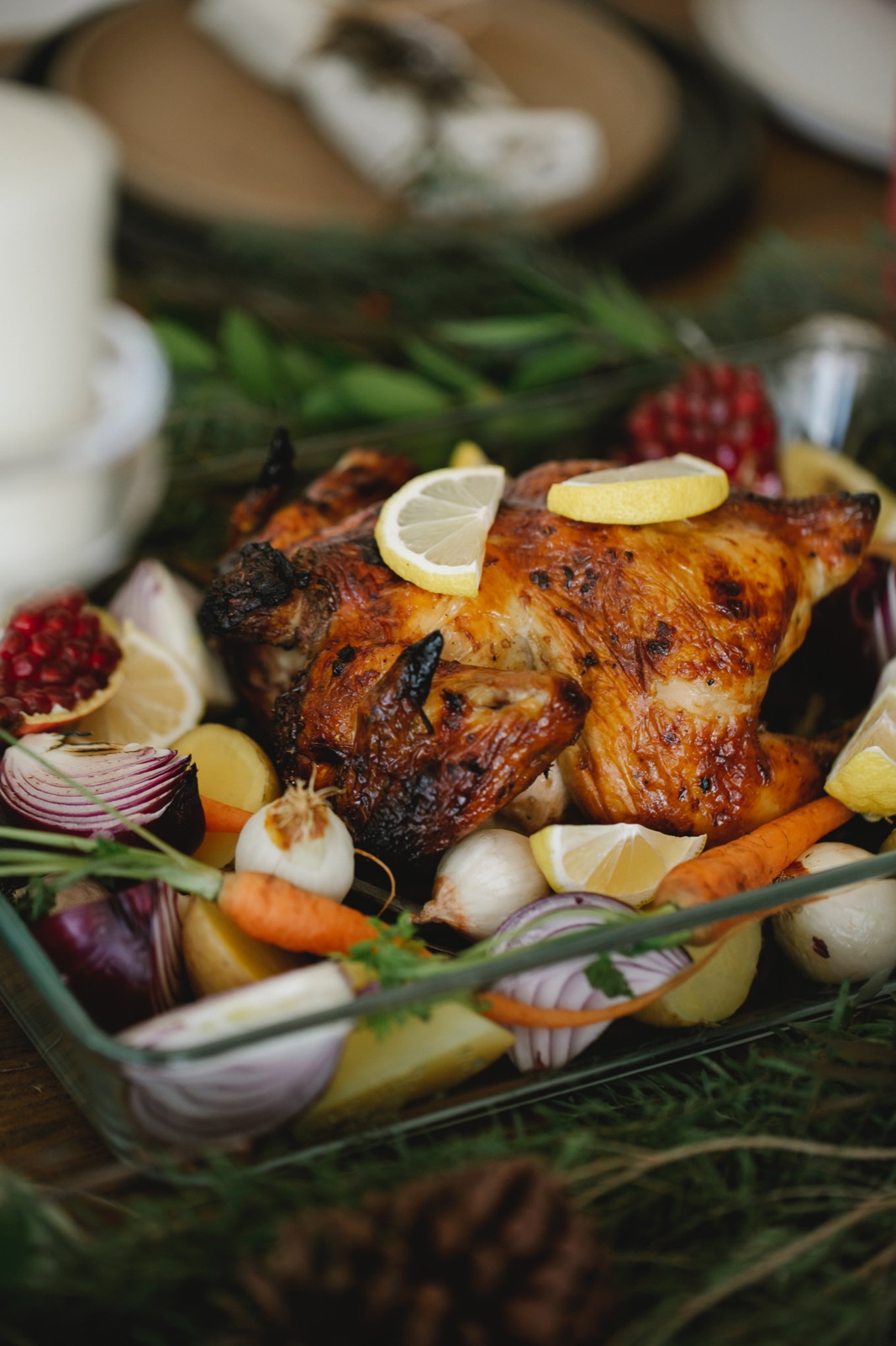 Roasted whole chicken